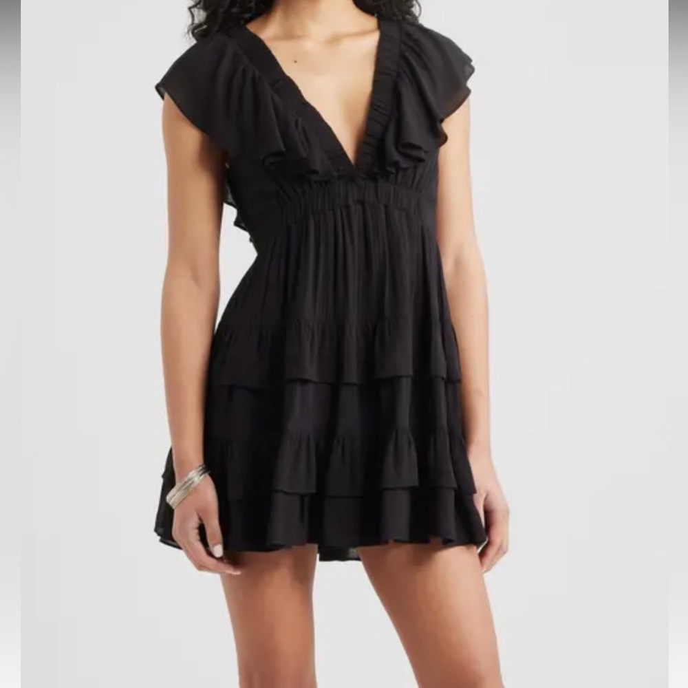 NWOT - BP - Women’s Black Ruffle Trim Mini Dress